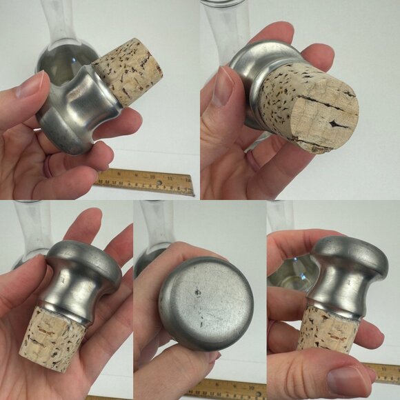 Vtg‎ Glass Bottle Pewter Bottom Decanter Connecticut House Handcraft USA Stopper - Picture 5 of 10